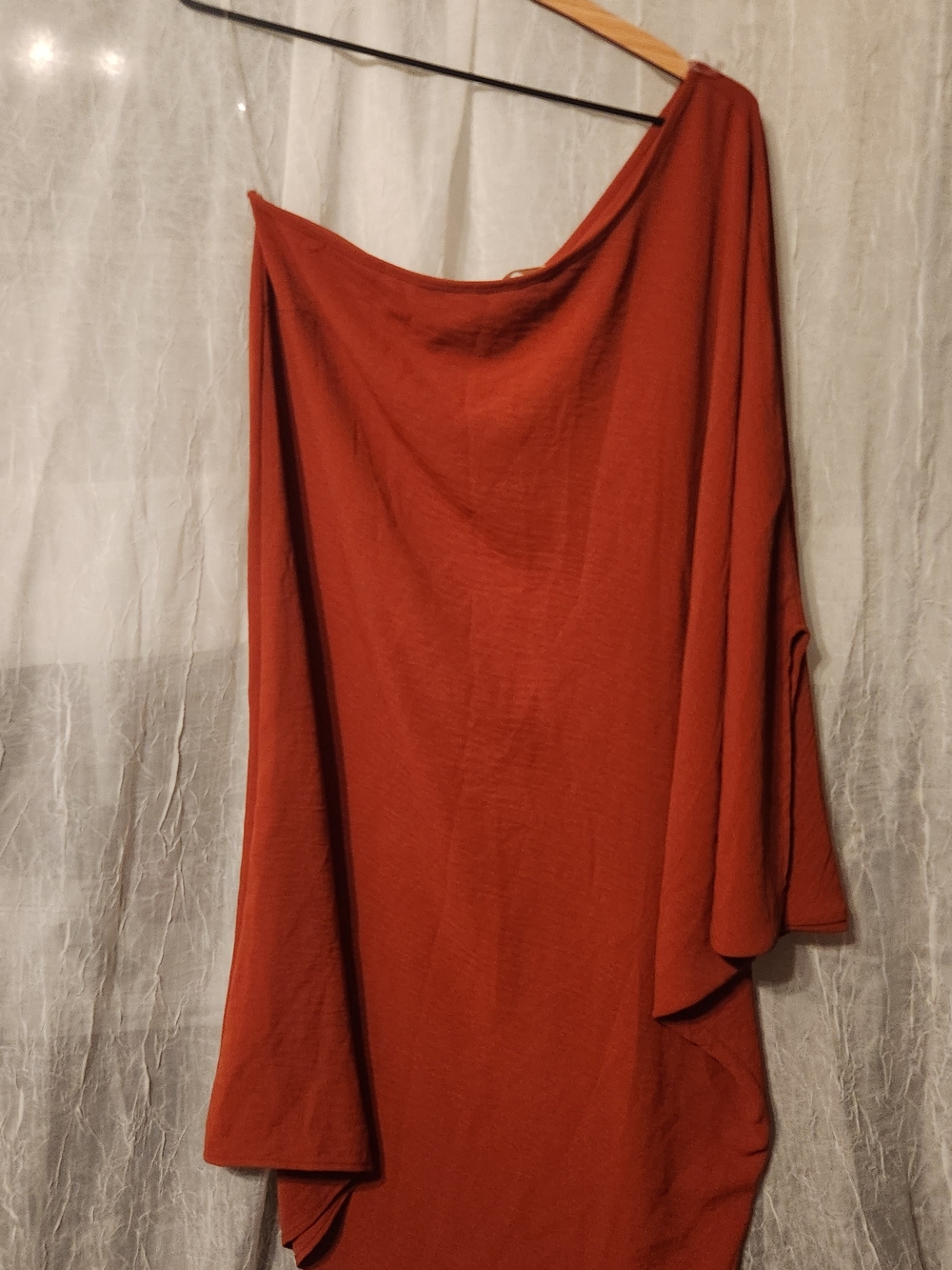 eesome Asymmetrical Rust Red Draped Top